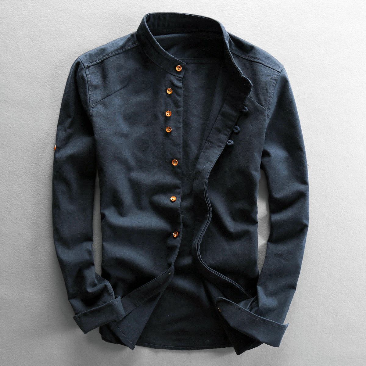 Osaka | Men’s Japanese-Inspired Cotton Blend Stand Collar Shirt